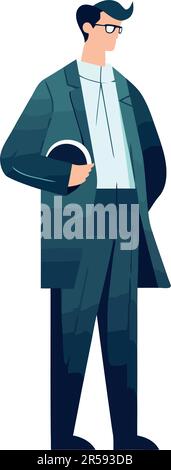 Successful businessman standing over white Stock Vector