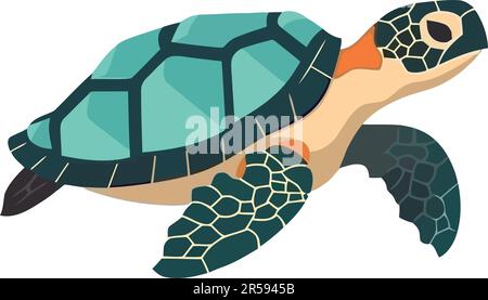 Slow and steady turtle swims in blue water isolated Stock Vector