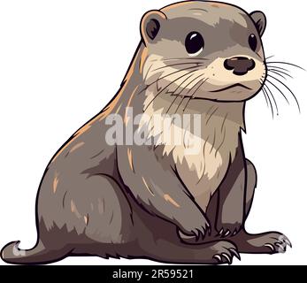 Cute otter sitting icon isolated Stock Vector