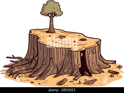 Forest trunk in the nature isolated Stock Vector