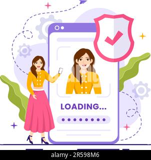 Identification Vector Illustration of Identity Card with Photo, Document, and Information in Face ID System Flat Cartoon Hand Drawn Templates Stock Vector