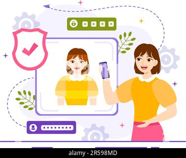 Identification Vector Illustration of Identity Card with Photo, Document, and Information in Face ID System Flat Cartoon Hand Drawn Templates Stock Vector