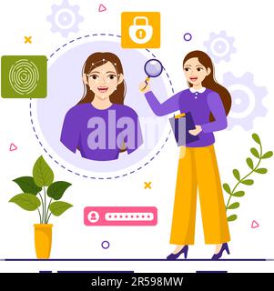 Identification Vector Illustration of Identity Card with Photo, Document, and Information in Face ID System Flat Cartoon Hand Drawn Templates Stock Vector