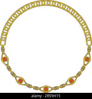 Round Chain frame. Circle chains border. Boho bracelet Stock Vector