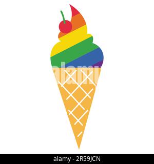 LGBT Pride ice cream icon Design - Gay Pride, Equality, Rainbow Family on white background Stock Vector