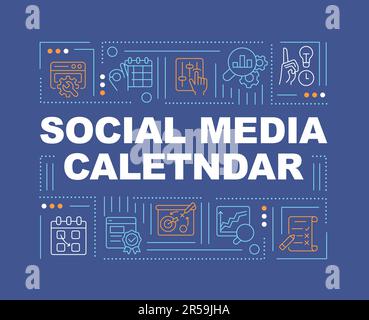 Social media calendar word concepts dark blue banner Stock Vector