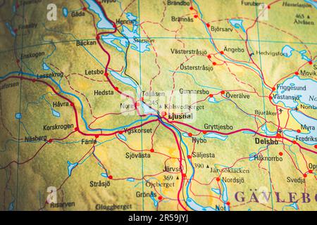 Atlas map of Ljusdal in Sweden Stock Photo