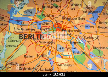 Atlas map of Berlin in Germany Stock Photo