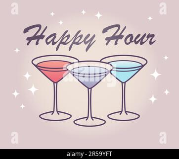 Cosmopolitan GlassWith Shaker Outline. Icon Vector Illustration. Cocktail Party. Bar. Hen party. Stock Vector