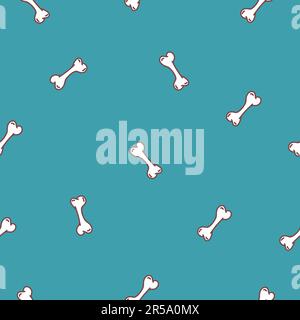 Seamless pattern with bones. Hand drawn vector illustration on white background Stock Vector