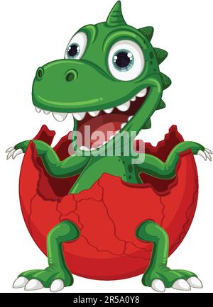 Little Dinosaur Monster Hatching from Egg illustration Stock Vector