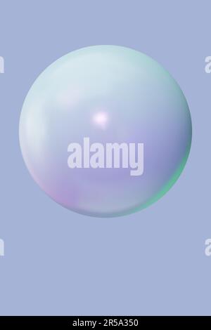 3d plastic abstract light purple banner. Vertical violet gradient background with pearl. 3d glossy realistic ball with place for your text. Glass bubb Stock Vector