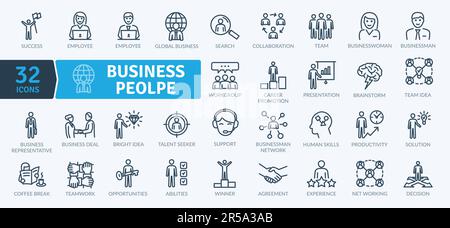 Business People Icons Pack. Thin line icons set. Simple vector icons Stock Vector