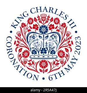 Emblem of the Coronation of King Charles III. Vector illustration Stock Vector