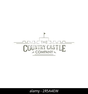 Country Castle logo. vintage emblem design Stock Vector