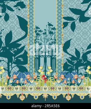 Abstract Design of Textured Flowers Ready for Textile Prints. Stock Vector