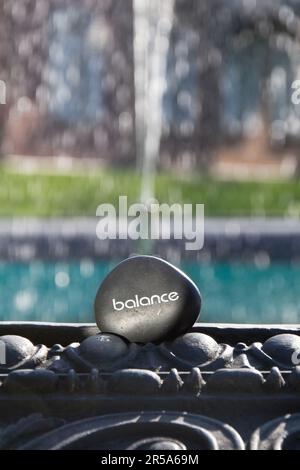 massage stone with the word BALANCE Stock Photo