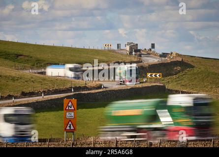 Macclesfield, Cheshire. Buxton Rd aka Cat and Fiddle Road A537 the twisting country road considered one of the most dangerous in the country Stock Photo