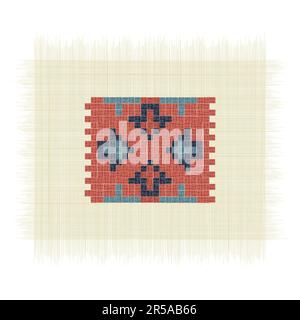 Tiles of Damascus, Palestinian embroidery Tatreez symbol drawing over white background Stock Vector