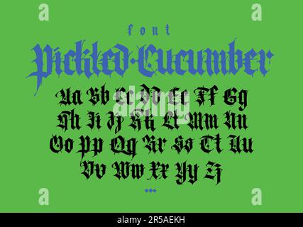 Gothic font from Latin letters. Vector. English alphabet. Medieval European style. English alphabet 9th-19th century. Symbols and signs for monogram a Stock Vector