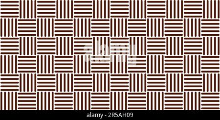 Basketweave brown and white seamless pattern with crossed lines. Basket weave bamboo texture. Simple monochrome background. Vector abstract illustrati Stock Vector