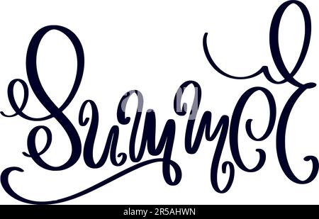 Coligraphic inscription word summer. Hand drawn lettering, ink doodle style. Handwritten word for banner, postcard, poster. Isolated vector Stock Vector