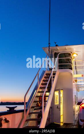 Detail image of the wheel house on Shelter Island Ferry Stock Photo