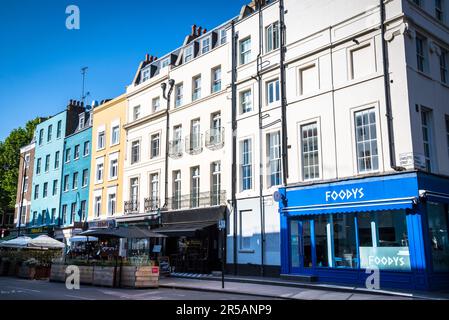 Restaurants in Charlotte Street, Fitzrovia, London, England, UK Stock Photo