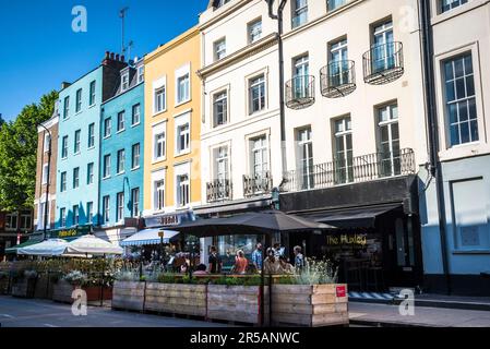 Restaurants in Charlotte Street, Fitzrovia, London, England, UK Stock Photo