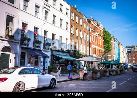 Restaurants in Charlotte Street, Fitzrovia, London, England, UK Stock Photo