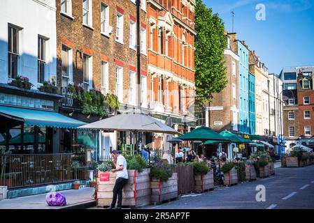 Restaurants in Charlotte Street, Fitzrovia, London, England, UK Stock Photo
