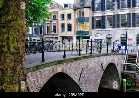 Utrecht, The Netherlands - June 07 2022: A bridge over the Oudegracht canal. Stock Photo