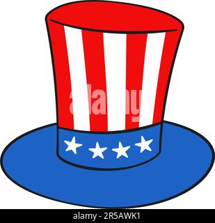4th Of July American Top Hat Coloring Illustration Stock Vector Image ...