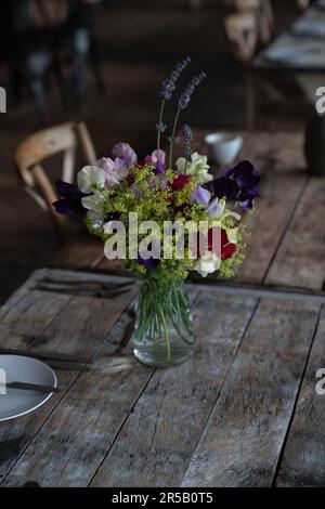 A restaurant set up for a wedding party, Kidlare, Ireland. Stock Photo
