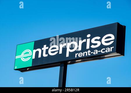 Close up of Enterprise rent-a-car sign UK Stock Photo