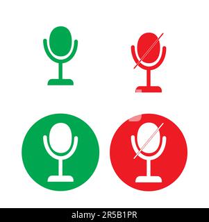 Red and green microphones on a white background with copy space Stock Vector