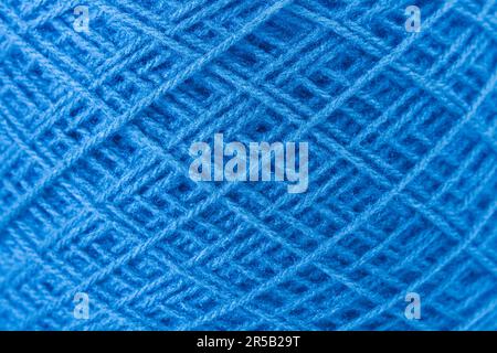 Blue ball of wool in a close up view Stock Photo
