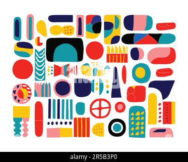 Colorful trendy abstract geometric shape. modern drawings. Stock Vector