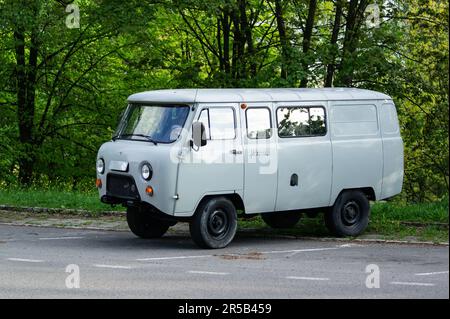 HAVIROV, CZECH REPUBLIC - MAY 11, 2023: Legendary UAZ Van 2206 Buchanka Russian vehicle Stock Photo