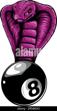 illustration of Billiard 8 ball with Cobra snake Stock Vector