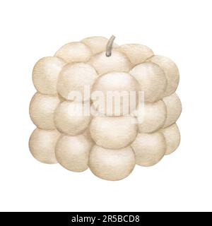 Watercolor modern scented bubble cube candle made of soy and coconut wax. Trending hand-drawn illustration isolated on white background for Stock Photo