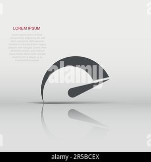 Speedometer level sign icon in flat style. Accelerate vector illustration on white isolated background. Motion tachometer business concept. Stock Vector