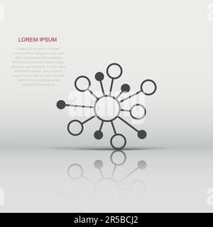 Hub network connection sign icon in flat style. Dna molecule vector illustration on white isolated background. Atom business concept. Stock Vector