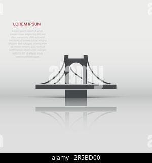 Bridge sign icon in flat style. Drawbridge vector illustration on white isolated background. Road business concept. Stock Vector