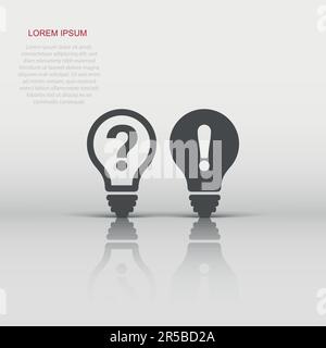 Problem solution icon in flat style. Light bulb idea vector illustration on white isolated background. Question and answer business concept. Stock Vector