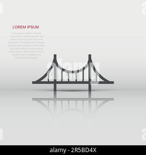 Bridge sign icon in flat style. Drawbridge vector illustration on white isolated background. Road business concept. Stock Vector