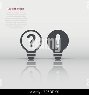 Problem solution icon in flat style. Light bulb idea vector illustration on white isolated background. Question and answer business concept. Stock Vector