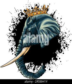 head elephant king animal artwork vector illustration Stock Vector