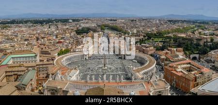Extra panoramic aerial vew of  San Pietro Square and Rome Stock Photo