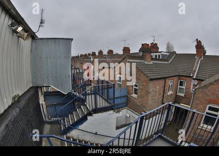 Luton, UK. 29th May, 2023. General view from the away supporters entrance in Kenilworth Road Stadium that will now host Premier League football after Luton Town Football Club are promoted through the Championship Play-off game. Image taken ahead of the Sky Bet League 2 match between Luton Town and Accrington Stanley at Kenilworth Road, Luton, England on 10 March 2018. Photo by David Horn. Credit: PRiME Media Images/Alamy Live News Stock Photo